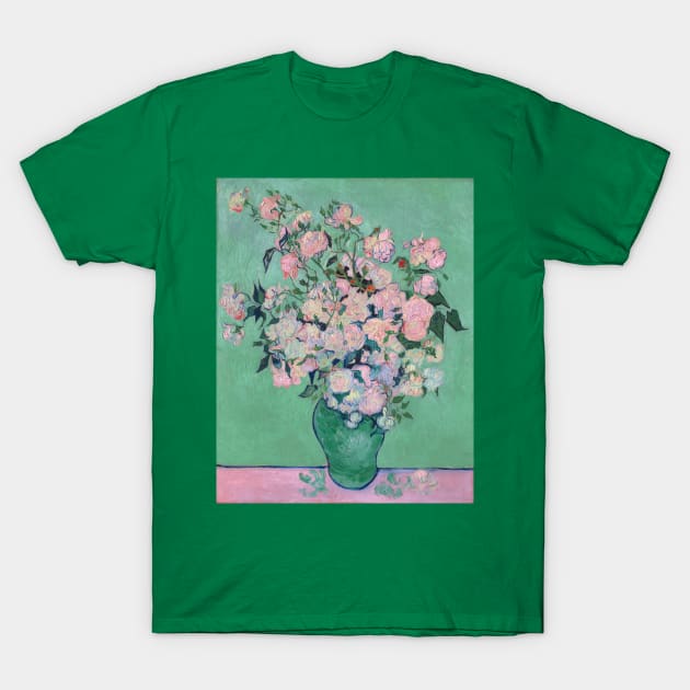 Van Gogh Pink Roses in a Vase T-Shirt by bragova